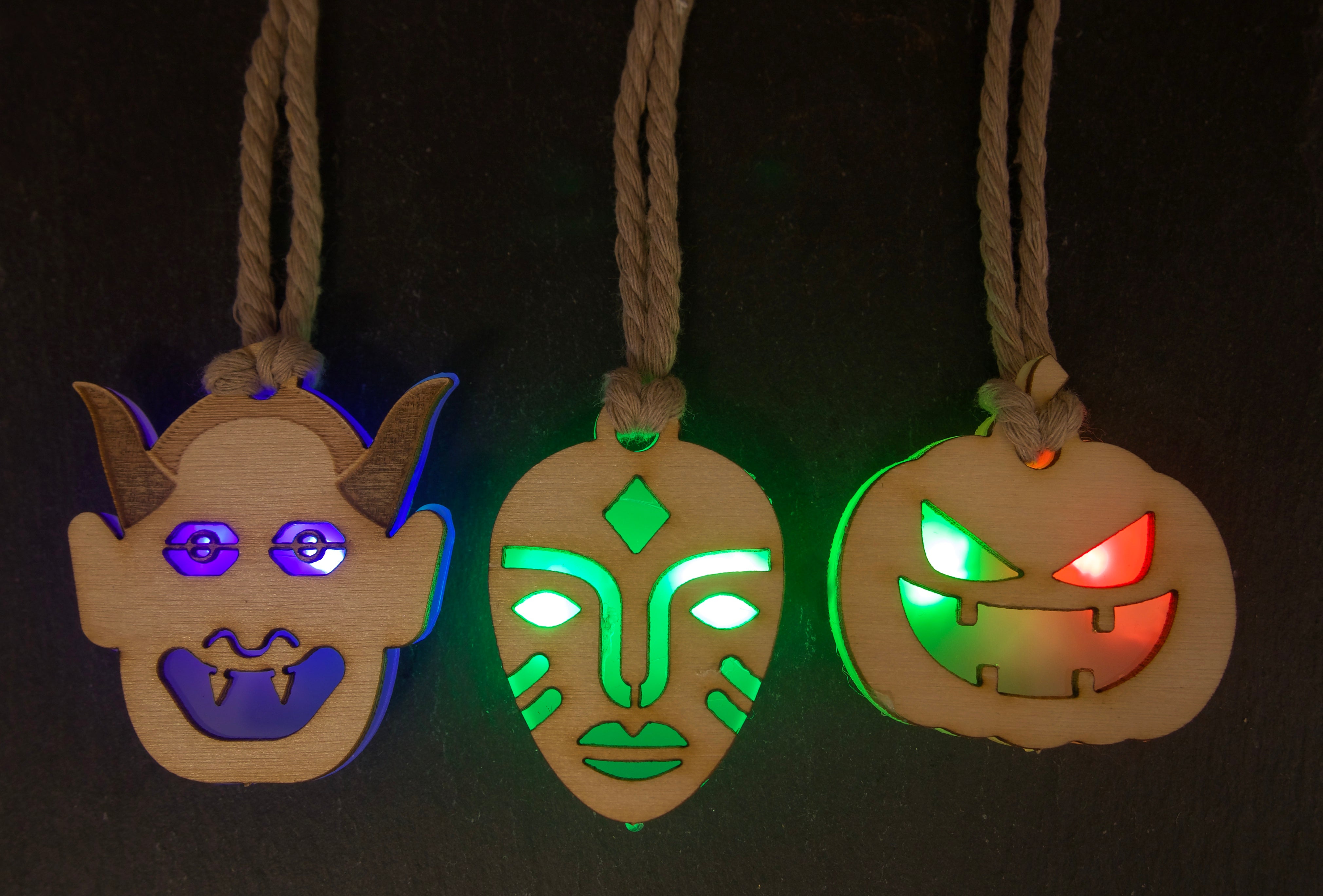 Halloween-smykker med lys, 3-pk