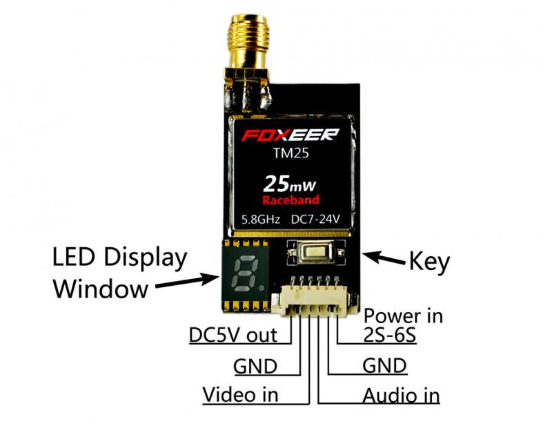 Foxxer video transmitter 25mw with display