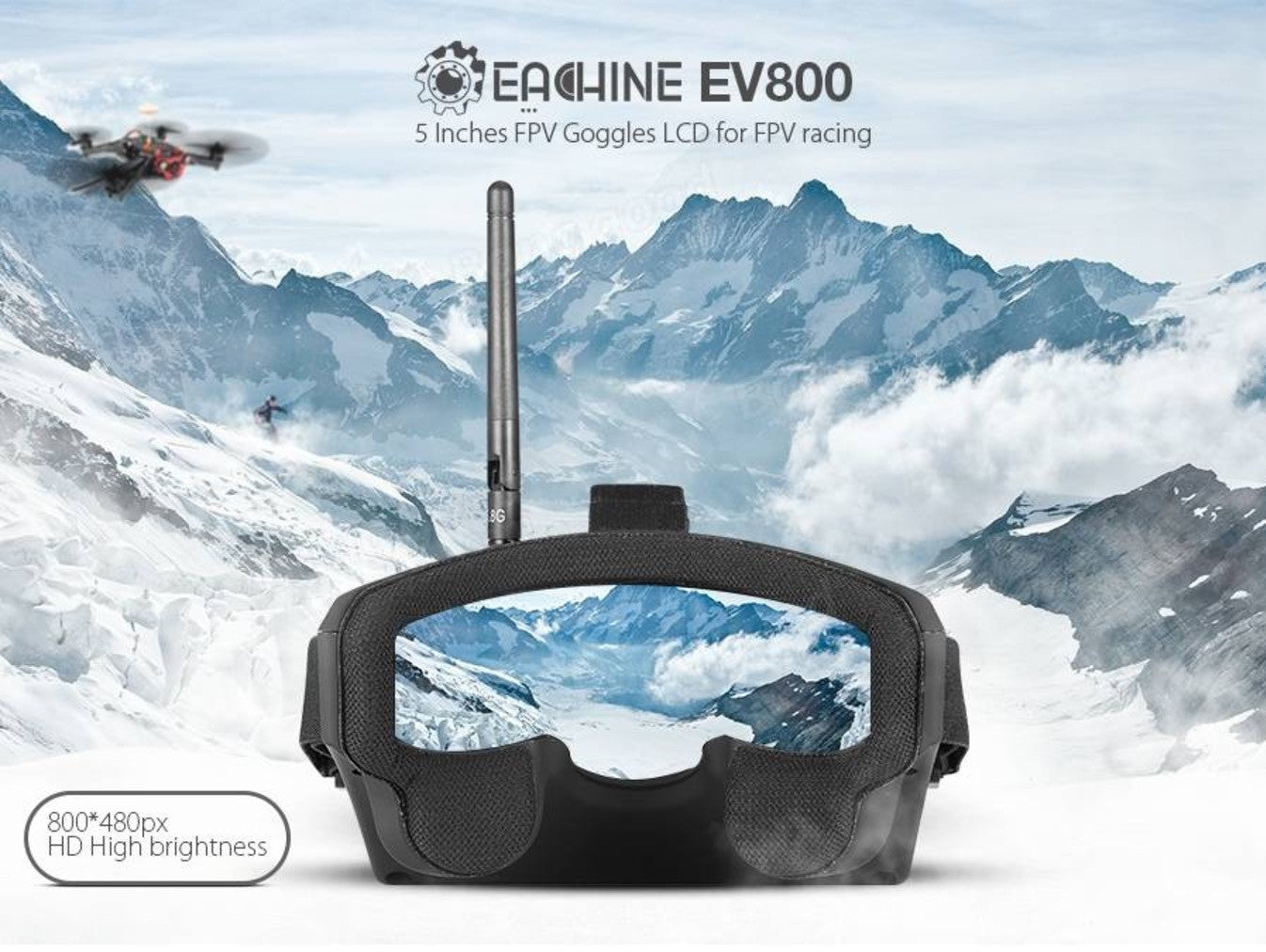 Eachine EV800 FPV-briller 800x480 med monitorfunksjon (bestillings vare)